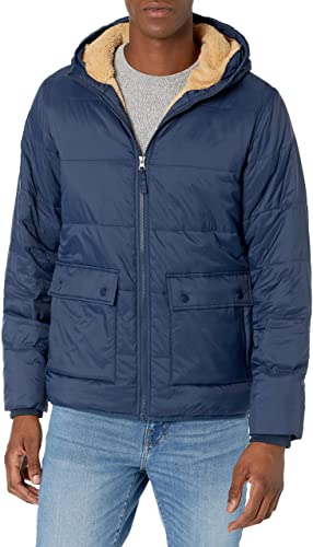 Amazon Essentials Men's Long-Sleeve Water-Resistant Sherpa-Lined Puffer Jacket