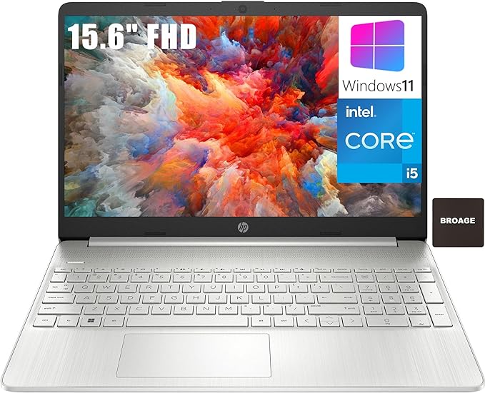 HP 15 15.6" FHD Laptop Computer, Intel Core i5-1135G7 up to 4.2GHz (Beat i7-1065G7), 16GB DDR4 RAM, 1TB PCIe SSD, 802.11AC WiFi, Bluetooth, Natural Silver, Windows 11, BROAG