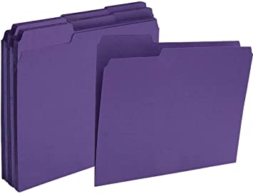 1InTheOffice Purple File Folders Top-Tab File Folders, 3 Tab, Purple, Letter Size, 24/Pack
