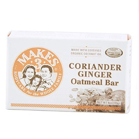 Makes 3 Organic Soap Bar, Coriander Ginger, 4 Ounce