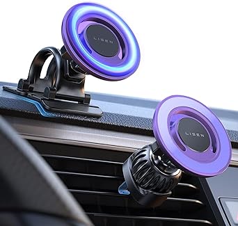 LISEN Purple Fits MagSafe Car Mount Strong Magnetic Phone Holder for iPhone, HandsFree Dashboard iPhone Car Mount for MagSafe iPhone 15 14 Pro Plus 12/13