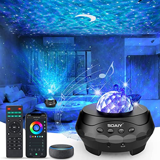 Star Projector, SOAIY Galaxy Projector Night Light Projector with Bluetooth Speaker, Remote Control, 8 White Noises, Works with Alexa Smart App for Kids Adults Bedroom/Party/Home Decor