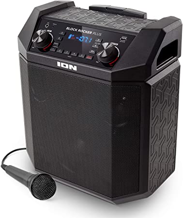 ION Audio Block Rocker Plus - 100 W Outdoor Bluetooth Speaker with Rechargeable Battery, Radio, Aux Input, Microphone and USB Charge Port