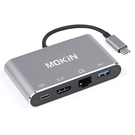 USB C Multiport Adapter Hub Converter 4K HDMI/USB3.0/USB C/F With Power Delivery For New Macbook, Chromebook,Or Other USB C/Typc C/Thunberbolt 3 Computer- Black … (USB-C to HDMI USB Ethernet PD)