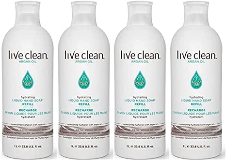 Live Clean Argan Oil Replenishing Liquid Hand Soap Refill, 1L, 4 Count