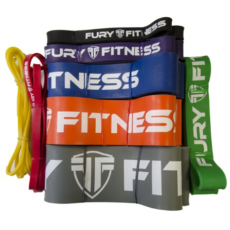 Fury Fitness Resistance Bands - High-Performance Pull Up and Resistance Bands - Perfect for Any Workout or Exercise including Crossfit - P90X - Pilates - Easily Targets Legs - Arms - Back - Shoulders