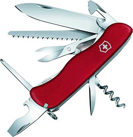 Victorinox Outrider Swiss Army Pocket Knife, Large, Multi Tool, 14 Functions, Blade, Scissors, Red