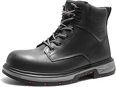 NORTIV 8 Steel Toe Work Boots for Men Waterproof Slip on Safety Construction Boots