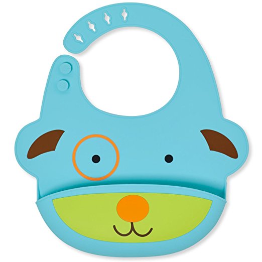 Skip Hop Zoo Fold & Go Silicone Bib, Blue Dog