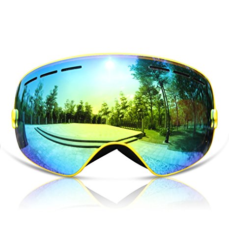 Ski Goggles,GANZTON Skiing Goggles Snowboard goggles Double Lens Anti-UV Anti-Fog Skating Goggles For Women And Men, Boys And Girls