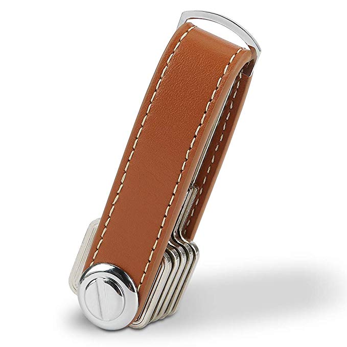 Compact Key Holder Leather Keychain, Bosiwee Smart Key Organizer, Folding Pocket Key Holder Chain2.0 (up to 16 keys)