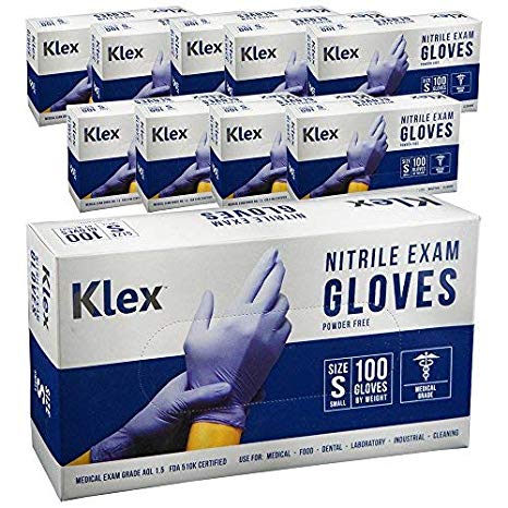 Klex Nitrile Exam Gloves - Medical Grade, Powder Free, Latex Rubber Free, Disposable, Food Safe, Lavender S Small