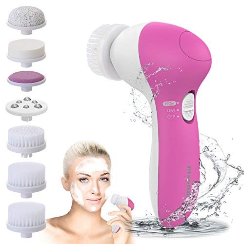Facial Brush, PIXNOR [Newest 2019] 7 in 1 Electric Face Cleansing Brushes Waterproof Face Spin Brush for Deep Cleansing, Gentle Exfoliating, Removing Blackhead and Massaging