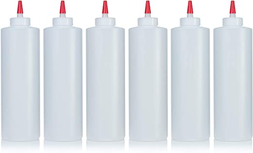 6-pack Premium Condiment Squeeze Bottles for Sauces, Paint,Oil, Condiments,Salad Dressings, Arts and Crafts - BPA Free- Food Grade-Includes Funnel, Erasable Marker and Reusable Labels (12 oz)