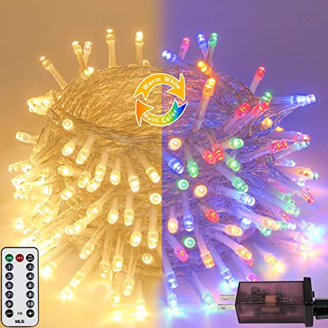 (Multicolor to Warm White) Color Changing 66FT 200 LED Christmas String Lights Indoor/Outdoor, 11 Modes Christmas Tree Lights with Memory Function & Timer & Remote