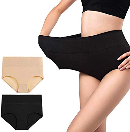 LLMoon Women's Cotton Underwear High Waist Full Coverage Brief Pantys(Multipack)