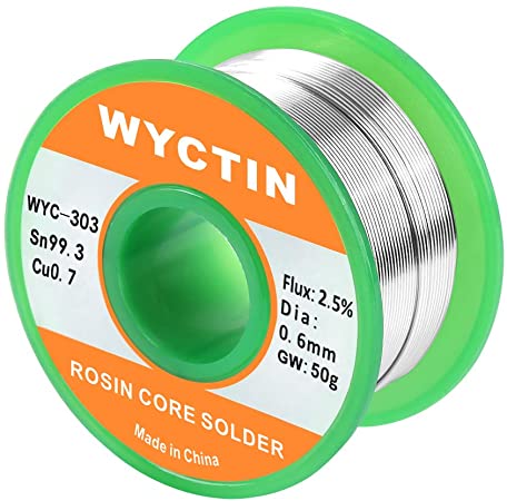 WYCTIN 303 Lead Free Rosin Core Solder Wire for Electrical Soldering and DIY 0.0237 inches(0.6mm) 0.11bs