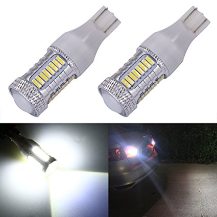ENDPAGE 921 912 T15 W16W 906 LED Bulb 2-pack, Xenon White 6000K, 1000 Lumens Extremely Bright, 33-SMD with Projector Lens, 10-30V, Work as Back Up Reverse Lights