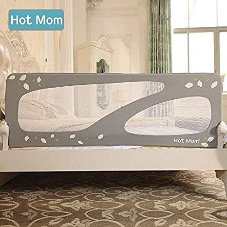 Hot Mom Portable and Steady Bed Guard Baby Safety Bed Rail, Large 150cm (Grey)