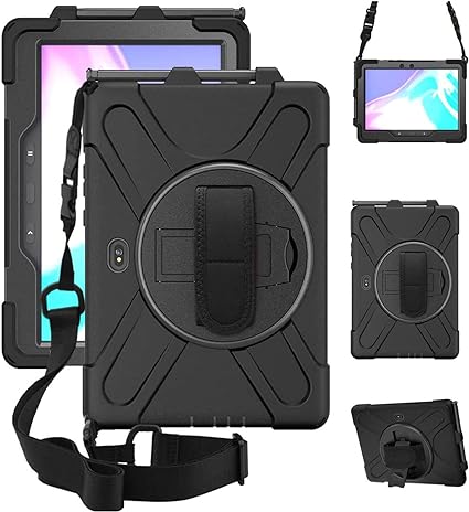 ZenRich Galaxy Tab Active4 Pro 2022/Galaxy Tab Active Pro 2019 10.1" Case (SM-T630/T638/T540/T547) with S Pen Holder, Rugged Heavy Duty Shockproof Case with Kickstand Hand Strap Shoulder Belt, Black