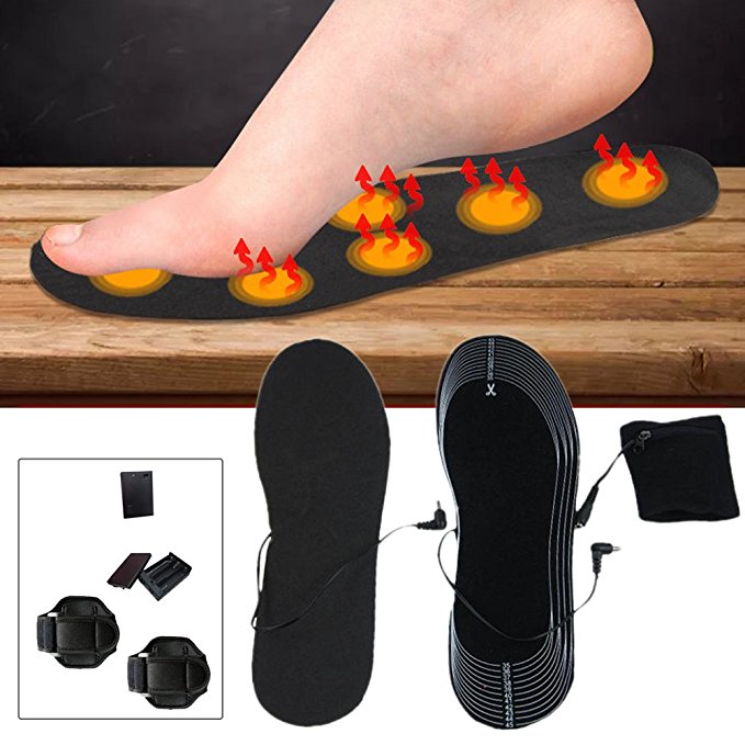 Heated Insole, Rechargeable Heated Shoes Insoles, Foot Warmer Cut to Fit for Women Men Multiple Sizes Winter Outdoor Hunting/Fishing/ Hiking Camping