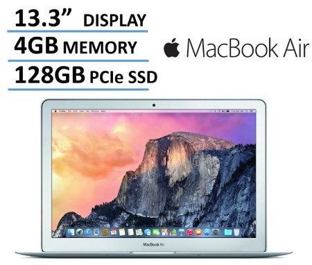 Newest Apple MacBook Air 13-inch Laptop Computer, Intel Core i5 Processor, 4GB RAM, 128GB SSD, 13.3" 1440 x 900 Display, 802.11ac WiFi, Bluetooth, Backlit Keyboard