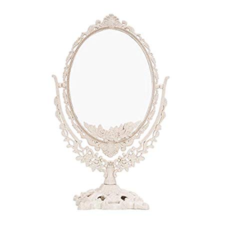 EasyChic Double Sided Ornate Freestanding Table Top Mirror Dressing Table Mirror Vintage Vanity Mirror Bedroom Bathroom Mirror Shabby Chic ABS