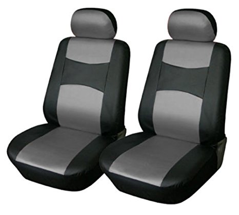 OPT® Brand. Vinyl Leather 4PC SET Toyota Front Car Auto Seat Covers, Black/Grey Gray Color, CTO7159-BK/GRY. Free Shipping From New York.