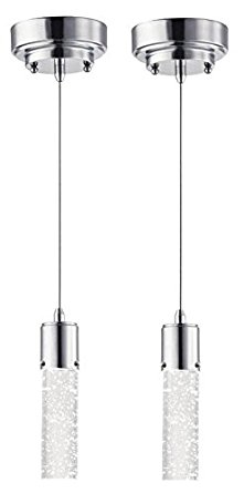 One-Light LED Indoor Mini-Pendant, Chrome Finish with Bubble Glass (2-Pack)