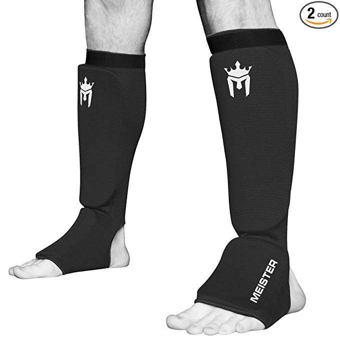 Meister MMA Elastic Cloth Shin & Instep Padded Guards (Pair)