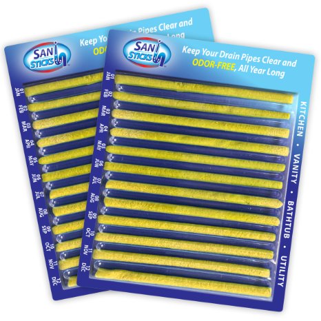 Sani Sticks the Superior Odor Killer and Drain Cleaner Solution Lemon Scent - 24 Pack