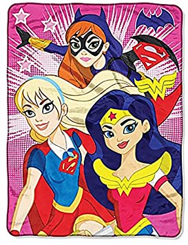 DC Super Hero Girls "Look Sharp" Micro Raschel Throw Blanket, Purple, 46 x 60-inches