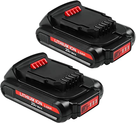 2 Packs 3.0Ah Lithium-ion DCB203 Battery Compatible with Dewalt 20V Battery DCB200 DCB201 DCB204 DCB206 DCB207 DCB180 Cordless Tools Batteries