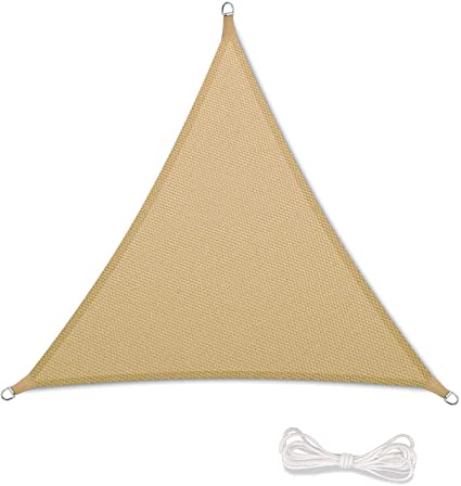 Qdreclod Sun Shade Sail Canopy for Outdoor Sun Protection Garden Patio Yard Party Waterproof Sunscreen Shelter Awning Sail Awning 90% UV Block with Free Rope (12'x12'x12', Sand)