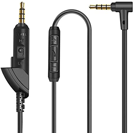 Replacement Audio Cable Cord for Bose QC15 QuietComfort 15 Headphones Inline Mic/Remote Control – Black