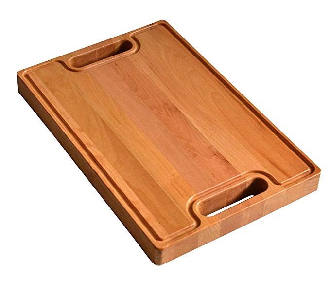 Cutting Board 18 x 12 x 1.6 inches Edge Grain Chopping Block Wood: Beech Hardwood Extra Thick Appetizer Serving Platter Durable & Resistant