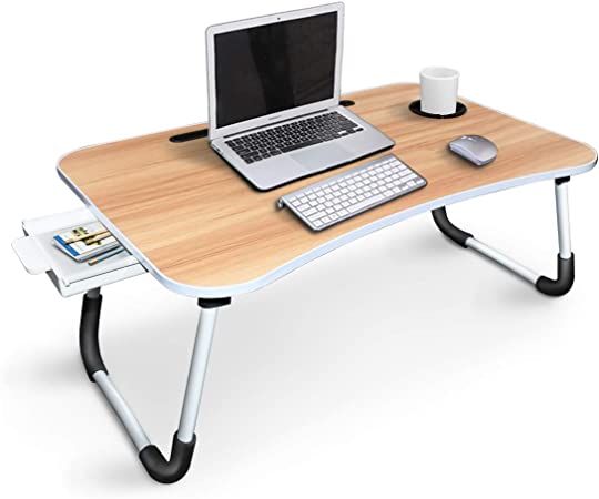 Lap Desk, DX Bed Desk for Laptop - Portable Laptop Bed Tray Table with Storage Drawer and Cup Slot, Foldable Bed Trays for Writing, Working on Bed/Couch/Sofa