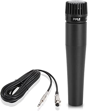 Professional Handheld Moving Coil Microphone - Dynamic Cardioid Unidirectional Vocal, Built-in Acoustic Pop Filter, Includes 15ft XLR Audio Cable to 1/4'' Audio Connection - Pyle PDMIC78