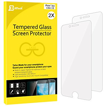 iPhone 7 Plus Screen Protector, JETech 2-Pack Premium Tempered Glass Screen Protector for Apple iPhone 7 Plus 5.5" - 0990A