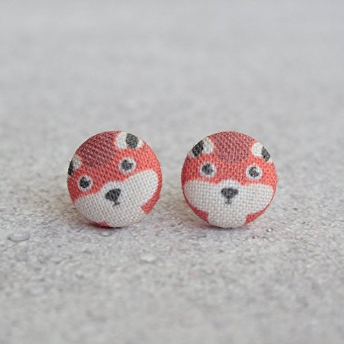 Fox Fabric Button Earrings