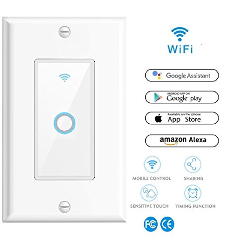 Smart Light Switch, No Hub Required, Control Lights from Phone via Wi-Fi, has Timer Function, Control Your Fixtures From Anywhere, Works with Alexa Google Home and Google Assistant, Koozam Home