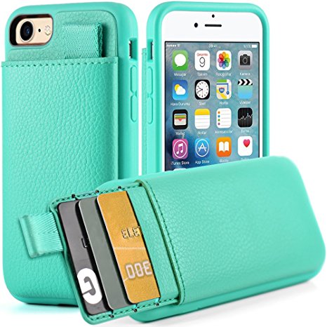 iPhone 7 Card Holder Case, iPhone 7 Wallet Case, LAMEEKU Shockproof Leather cover wallet case with Credit Card Slot Holder, Protective cover For Apple iPhone 7 (2016) Mint Green