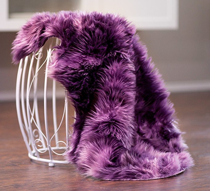 Chanasya Super Soft Faux Fur Fake Sheepskin Purple Sofa Couch Stool Casper Vanity Chair Cover Rug / Color Variation Shag Area Rugs For Living Bedroom Floor - Aubergine 2ftx3ft