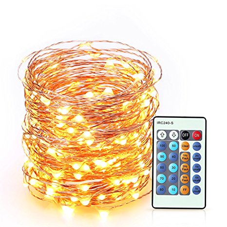 Christmas Lights Outdoor, LED Starry Lights - Warm White - 66ft 200 LEDs String Lights Fairy Lights Glimmer Lights For Christmas Tree Seasonal Holiday, Fully Waterproof, UL Listed