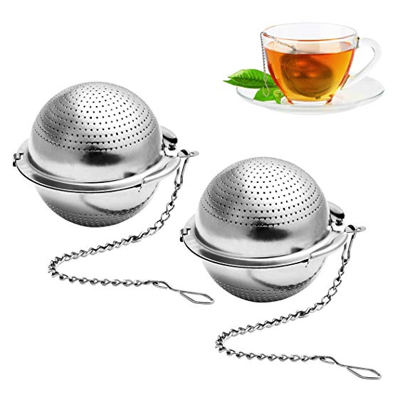 BESTONZON 2 Pack Tea Strainer 5.5 cm Tea Ball Infuser Ultra Fine 304 Stainless Steel Tea Filter for Loose Leaf Tea and Mulling Spices