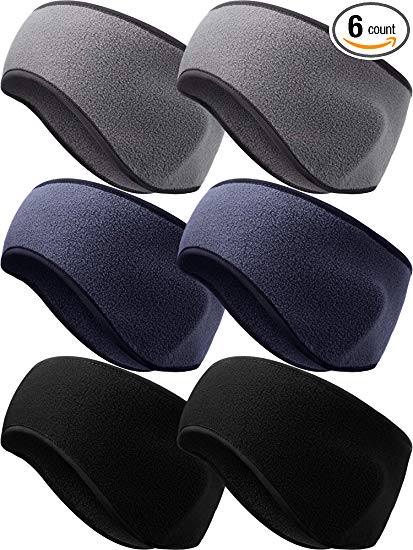 SATINIOR 6 Pieces Fleece Ear Warmer Headband Winter Running Earmuffs Headbands for Men Women