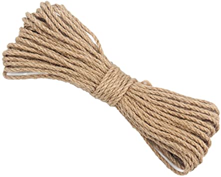 66 Feet Natural Jute Rope 4mm 6mm String Twine Cord for Crafts DIY Decoration Gift Wrapping Cat Scratch Post (4mm: 66Feet)
