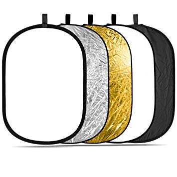 Neewer Portable 5 in 1 59"x79"/150x200cm Translucent, Silver, Gold, White, and Black Collapsible Round Multi Disc Light Reflector for Studio or any Photography Situation