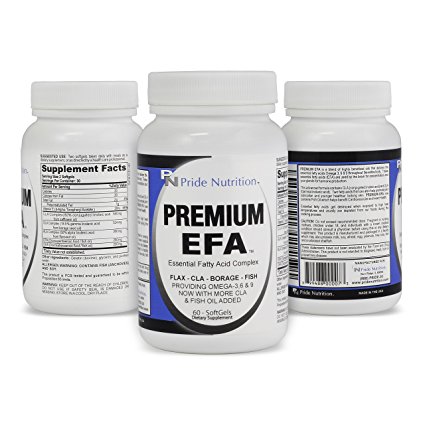 #1 Fish Oil Omega 3 6 9 EFA with EPA DHA CLA GLA Flax & Borage- More Than Just Fish Oil- Premium EFA 60 Pills- Essential Fatty Acids Supplement for Weight Loss Heart Health & Joint Relief