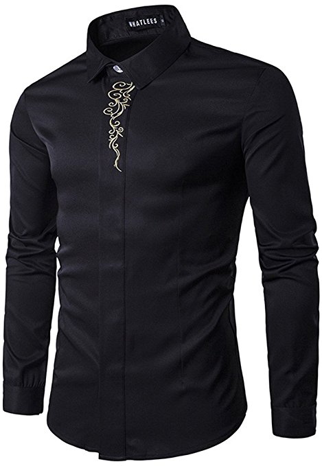 Whatlees Mens Long Sleeve Extra Long Design Dress Shirt